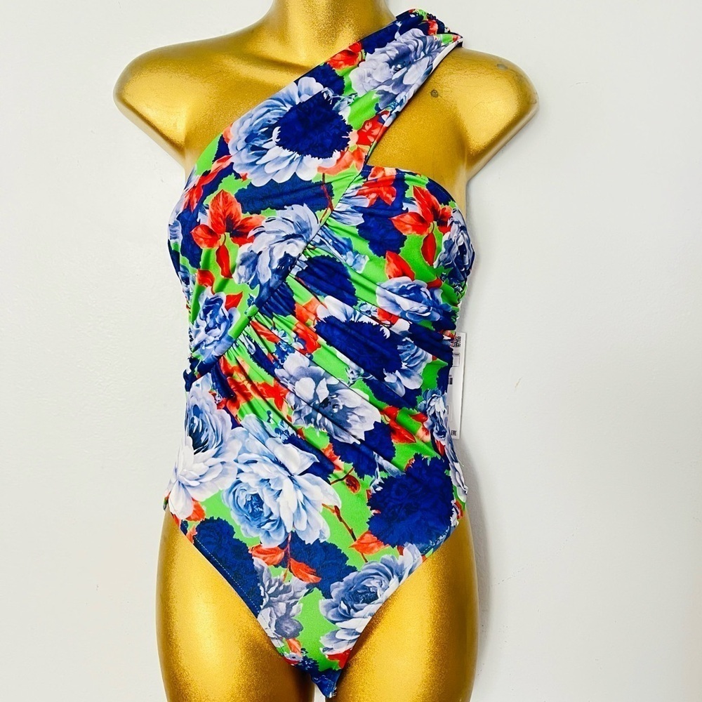 Zara floral draped Asymmetric Bodysuit size small new coquette cottagecore - Picture 3 of 5